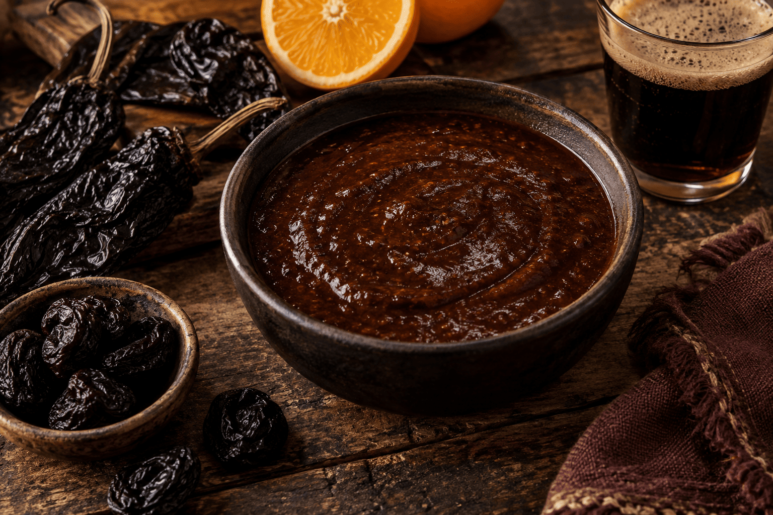 Drunken Pasilla, Prune and Orange Salsa
