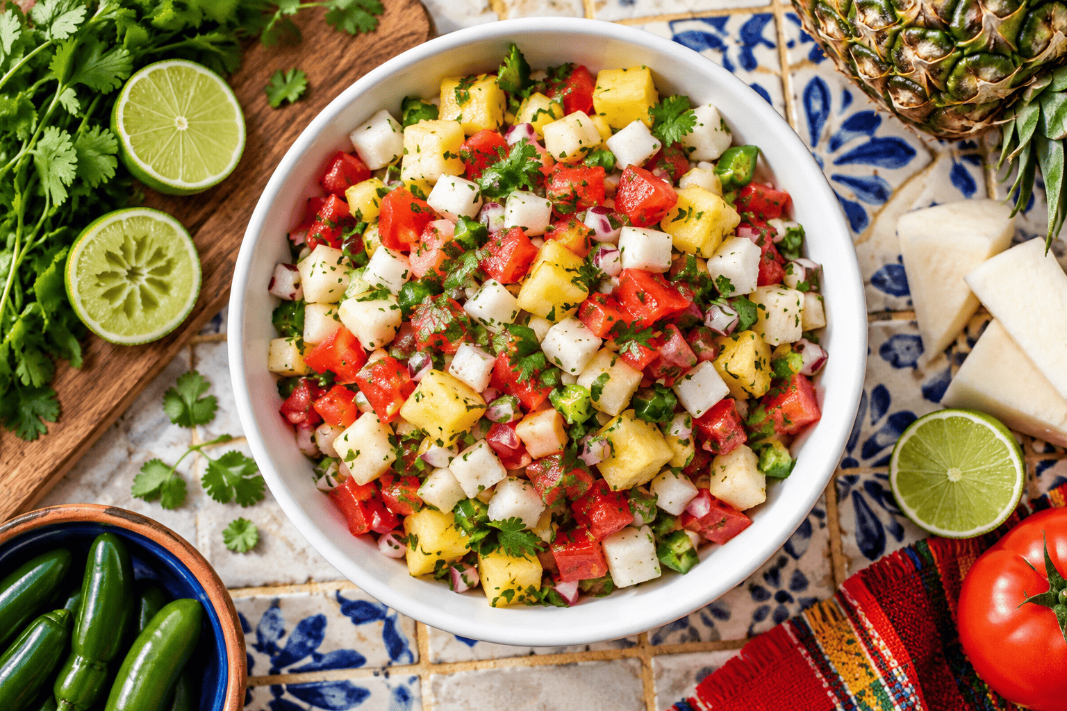 Salsa Bandera with Jicama and Pineapple